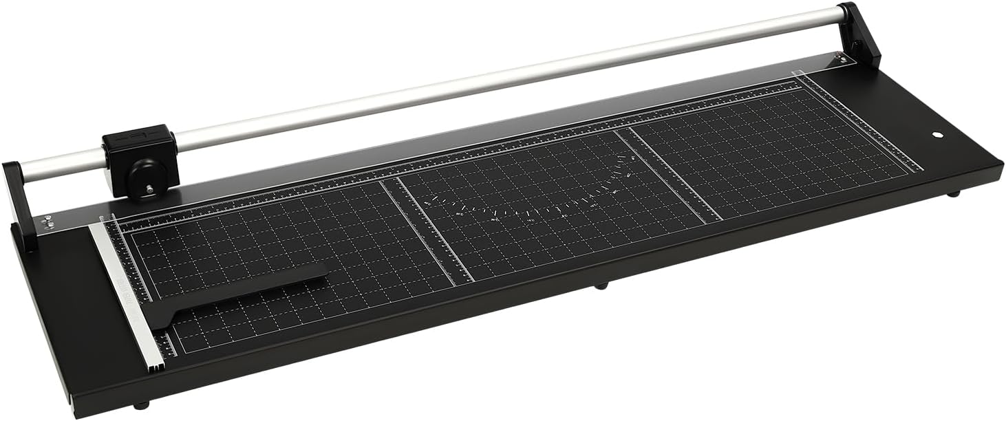 36in Precision Rotary Paper Cutter Paper Trimmer, Commercial Manual Sharp Photo Paper Cutter with Pre-Printed Grids 0-60°Cutting Angle Rolling Paper Cutter Tool for Photo Paper Film Art Paper Jam