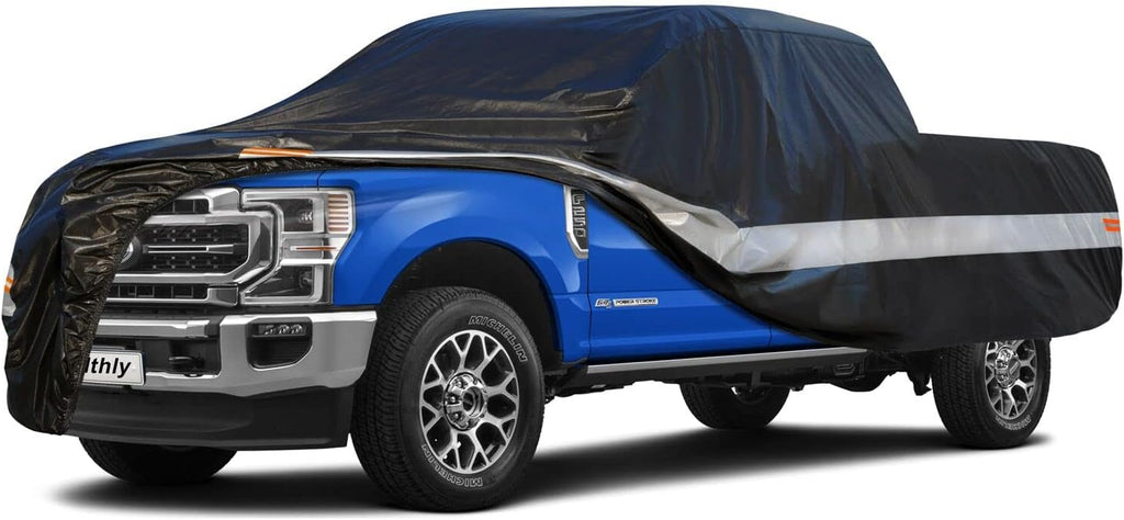 10 Layers Truck Cover Waterproof All Weather. Pickup Truck Cover Rain Snow UV Dust Protection. Length: 246-255 inches, Universal Fit for Ford F150 Chevy Silverado Dodge Ram 1500.