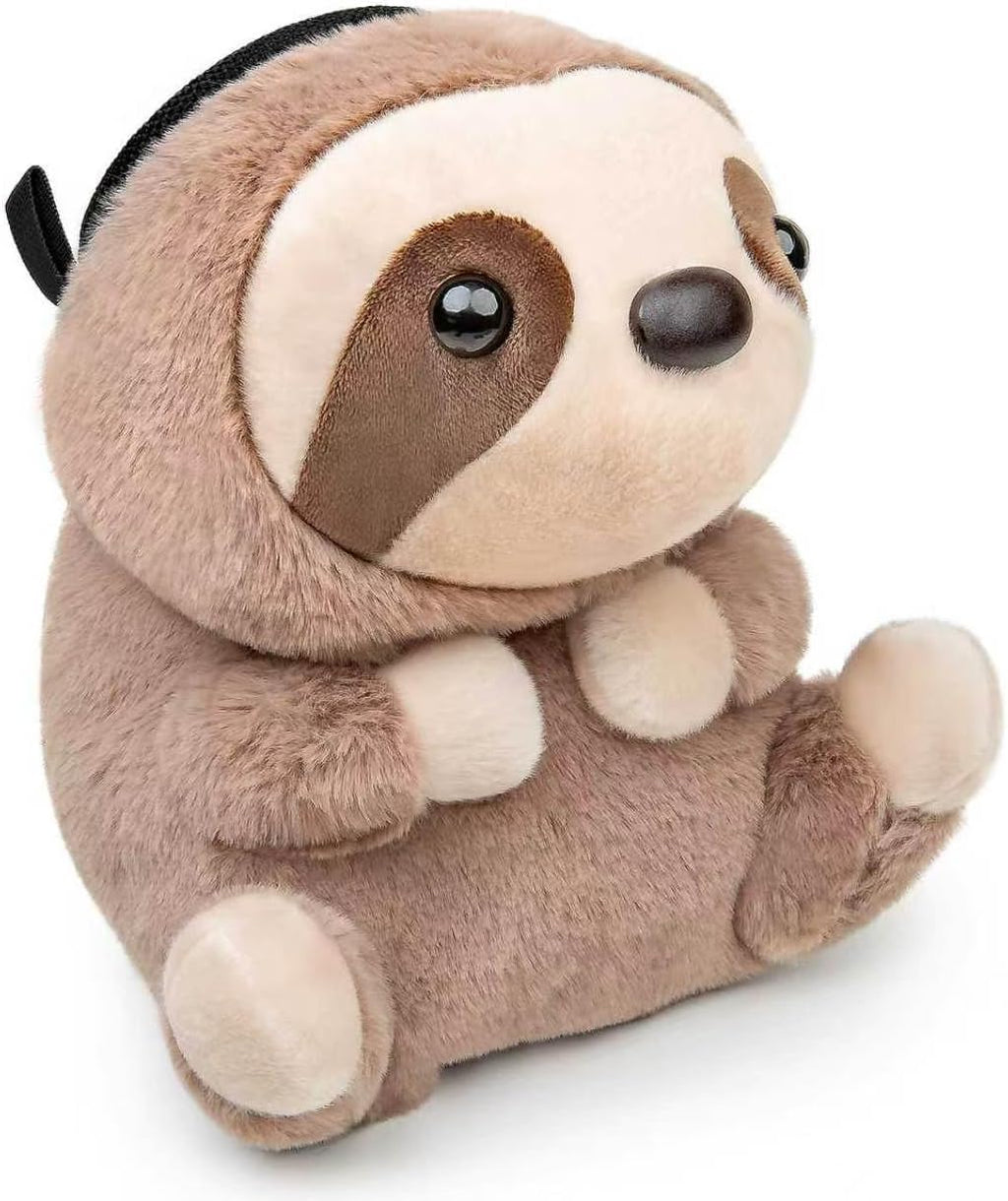 Sloth Rock Climbing Chalk Bag, Fun Plush Animal Chalk Pouch with Drawstring, Adjustable Waist Belt for Indoor Outdoor Bouldering Sport Climbing