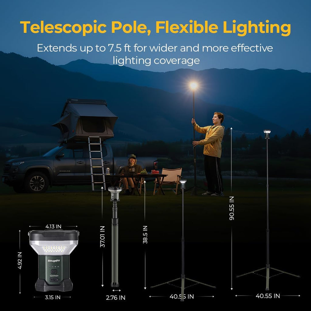 BougeRV Telescoping Camping Light CL03, 3200 Lumen Telescopic Lantern