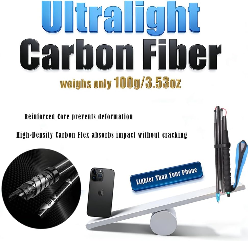 Ultralight Carbon Fiber Trekking Poles 2-Pack,Z-Pole Design Trail Running,Foldable Pair Fixed Length, Ultra Lightweight High-Density for Hiking, Running & Walking