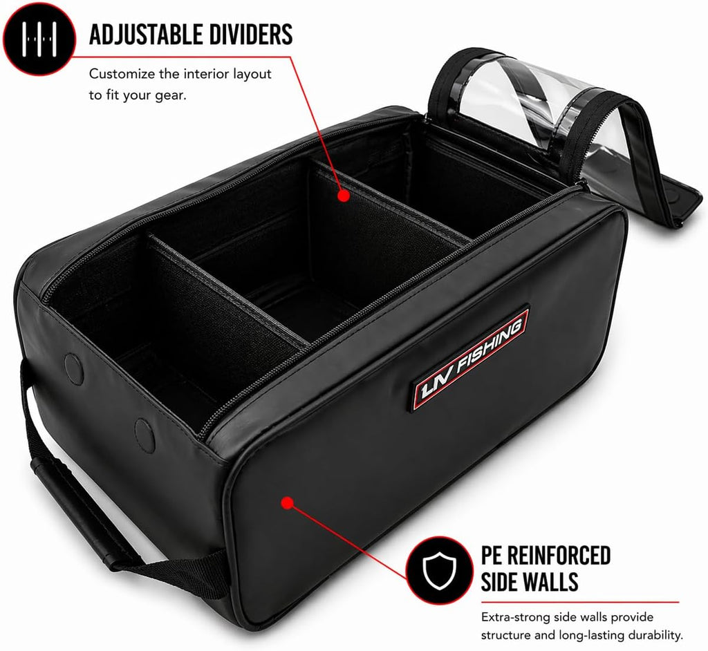 LIV FISHING EZ PRO Tackle Bag - Pull Handle, Clear Window, Fits 25+ Baits
