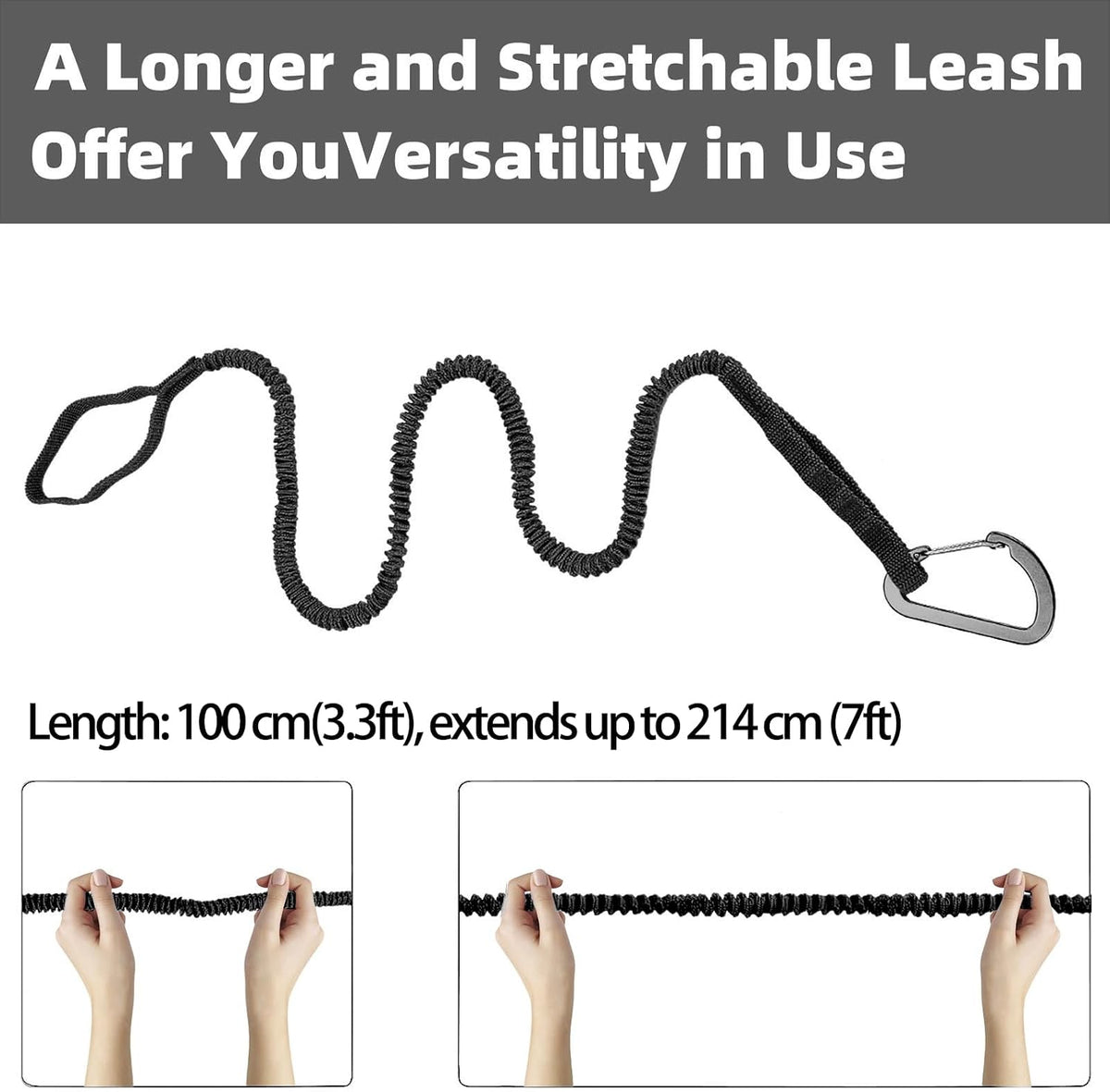 Kayak Paddle Leash Kayak Rod Leash, 3-7 ft Stretchable Strap Lanyard Rope for SUP,Kayak Fishing Accessories for Kayak and Paddles