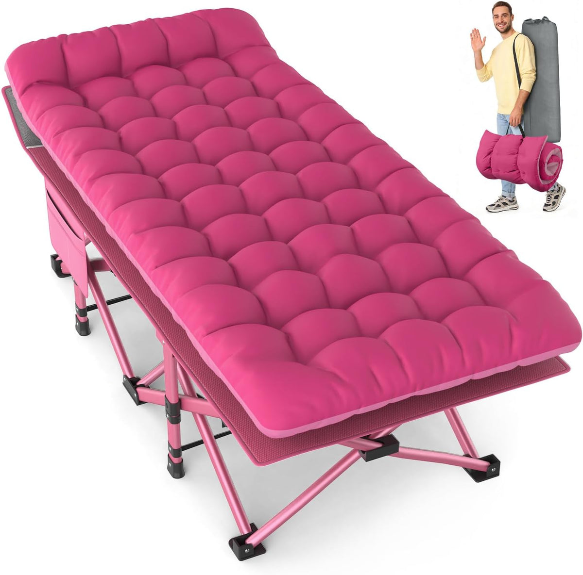 Slendor XXL Camping Cot with Mattress, Pillow & Carry Bag, 32" Extra Wide