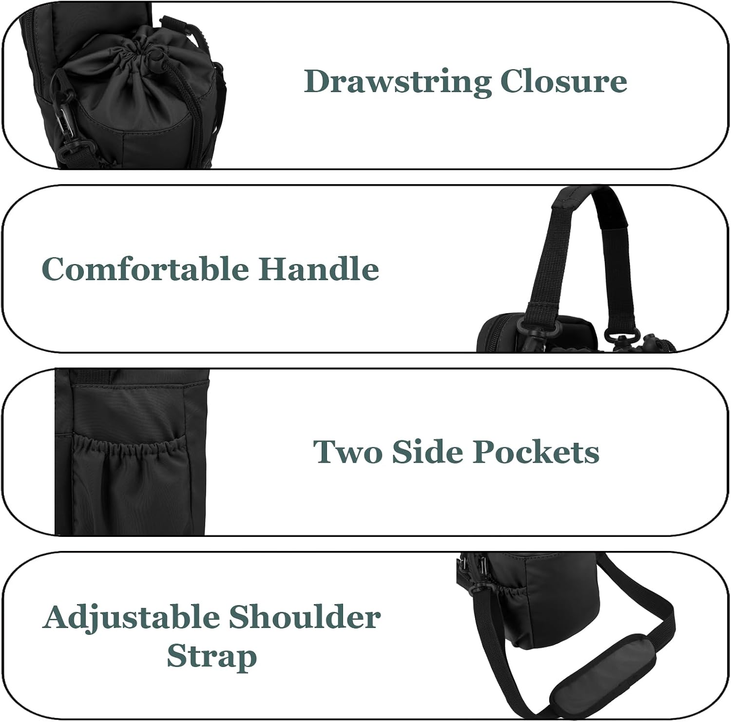 Water Bottle Holder with Strap, 32/40oz Insulation Water Bottle Carrier Bag with Phone Pocket, Water Bottle Sling Bag Crossbody Water Bottle Holder for Hiking Walking