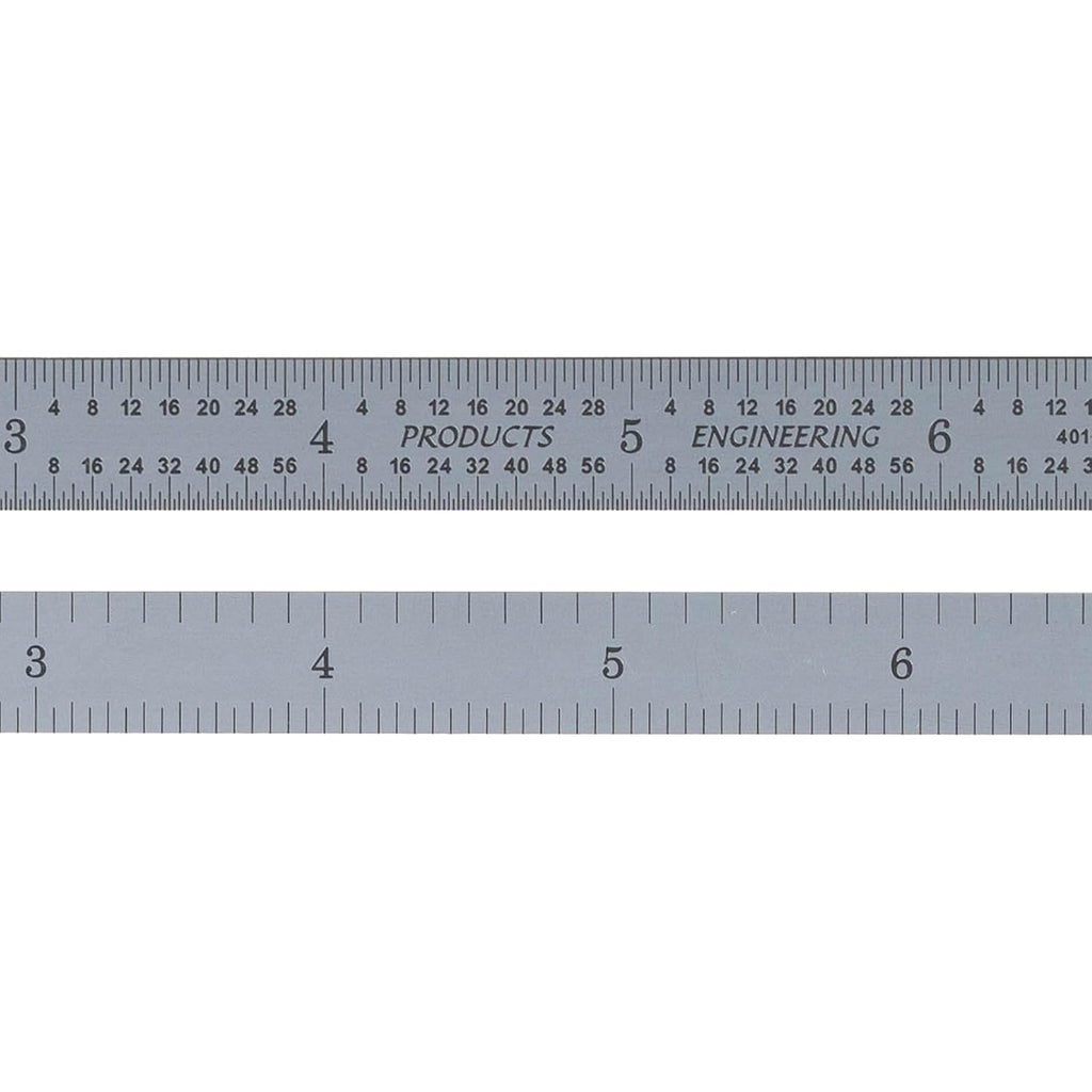 PEC Tools 12" Metal Ruler, Rigid, 4R Graduation, High Precision, Pack of 3