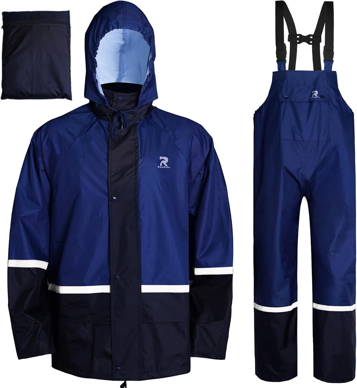 RainRider Waterproof Breathable Suits for Men - Durable Oxford Rain Jacket Coat With Pants
