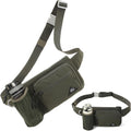 Fanny Pack with Water Bottle Holder for Men Women Waist Bag Running Waist Pack Waterproof for Outdoor Travel Cycling Climbing Walking Fit All Phones (Bottle Not Included) (Green)