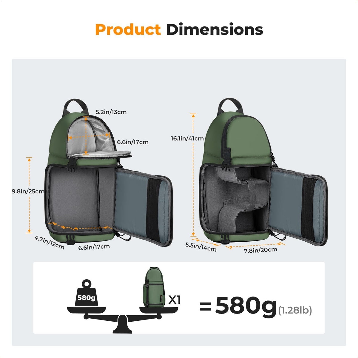K&F CONCEPT Camera Sling Bag, Compact Crossbody Backpack, 10L