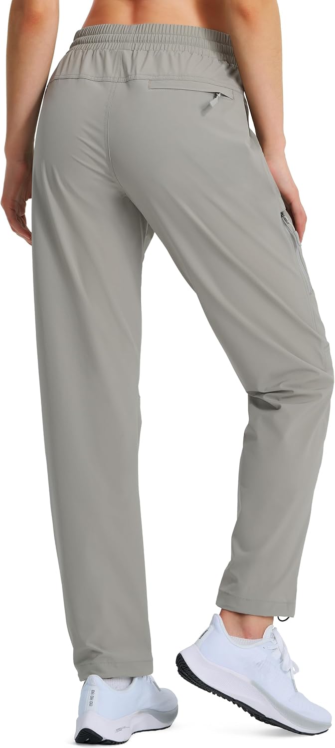 Hugut Women's Lightweight Hiking Cargo Safari Pants with Zipper Pockets