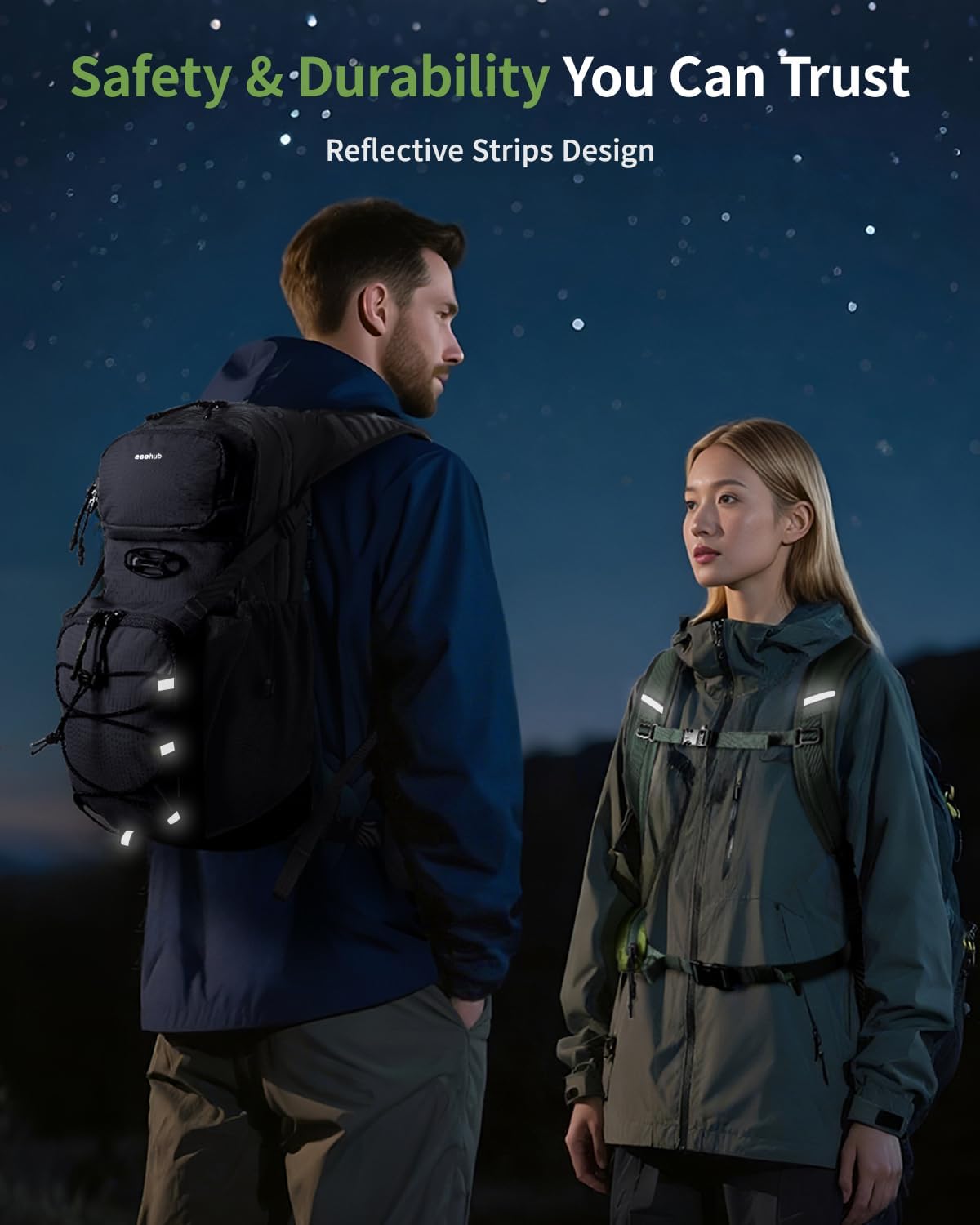 ECOHUB 20L Lightweight Hydration Backpack with 2L Water Bladder&Waist Pack