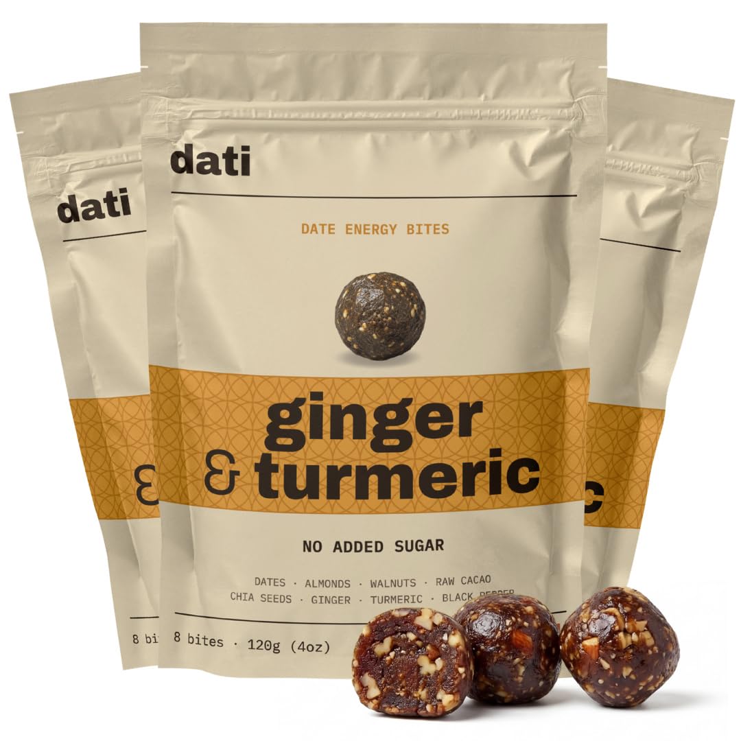 DATI Date Bites, High Fiber Healthy Snack, No Added Sugar, Ginger Turmeric