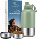 RYNVALE 32oz Insulated Stainless Steel Pet Water Bottle with Dog Bowl