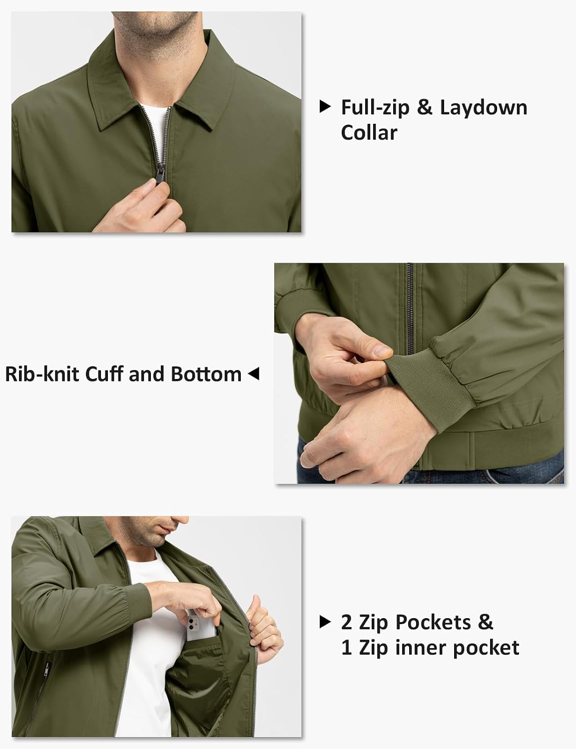TBMPOY Mens Lightweight Jackets Casual Stylish Windbreakers for Men Light Track Jacket Laydown Collar Fall Golf Coats
