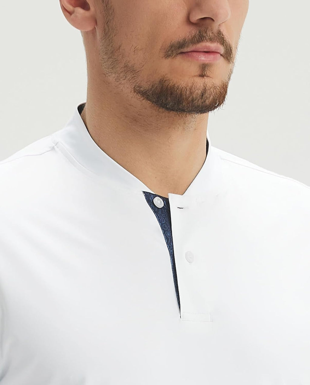 M MAELREG Mens Golf Shirts Collarless Performance Dry Fit Moisture Wicking Casual Solid Short Sleeve Henley Shirts for Men