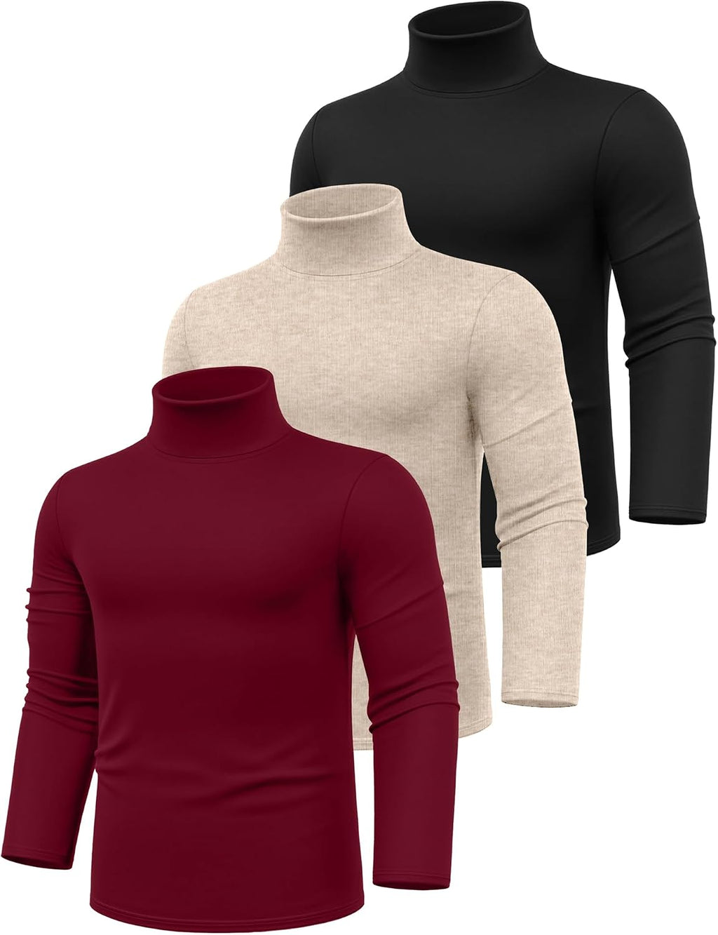 Ficerd 3 Pack Men's Big and Tall Turtleneck Shirts