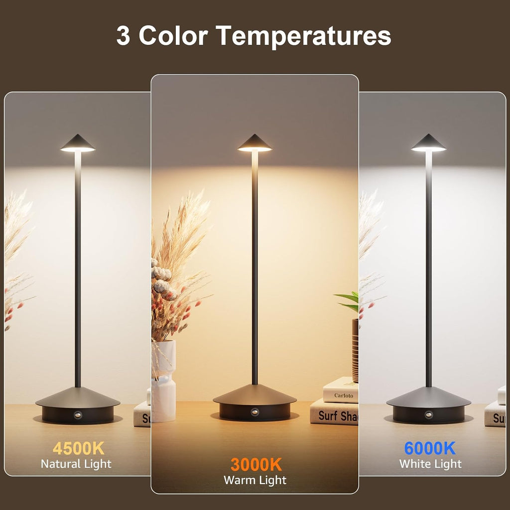 Cordless LED Table Lamps,Portable Battery Desk Lamp,2 Pack,Black