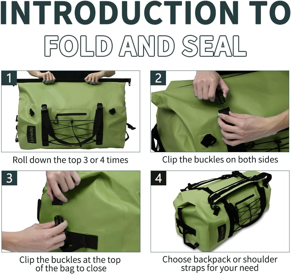 80L Dry Bag Large Waterproof Bag Roll-Top Heavy Duty Fishing Duffel Bag with Durable Straps & Handles for Kayaking Paddle boarding Boating Rafting Fishing Canoeing Camping