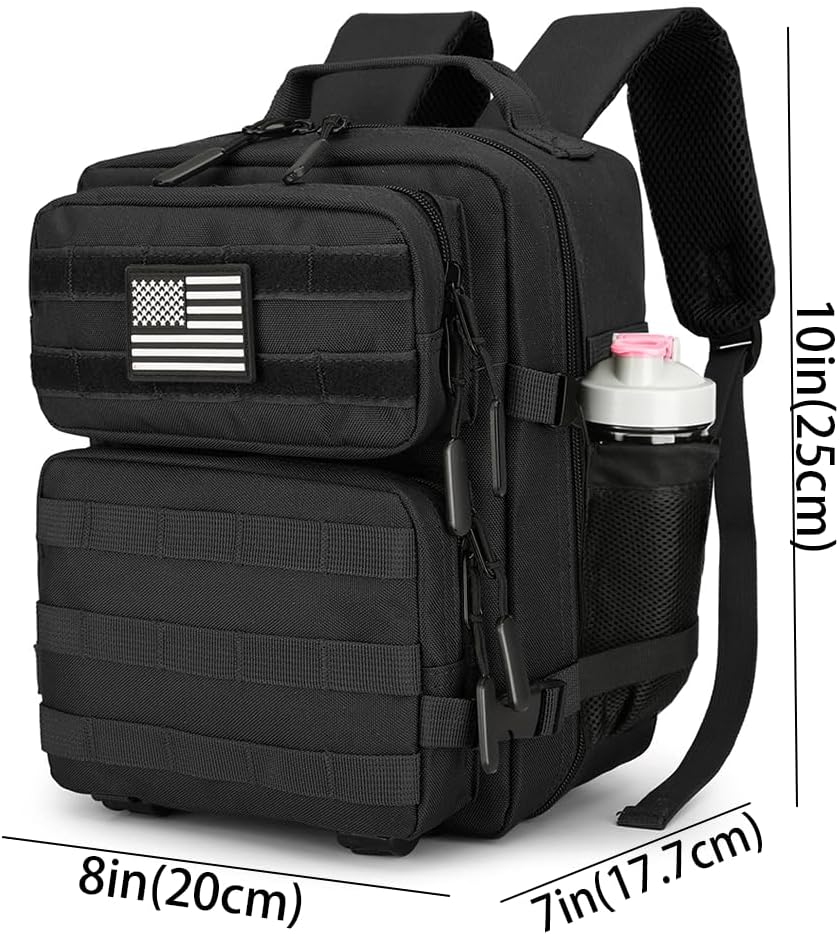 9L Mini Tactical Backpack for Men and Women, Tactical Backpack Small for Hiking, Small Tactical Bag（Black）