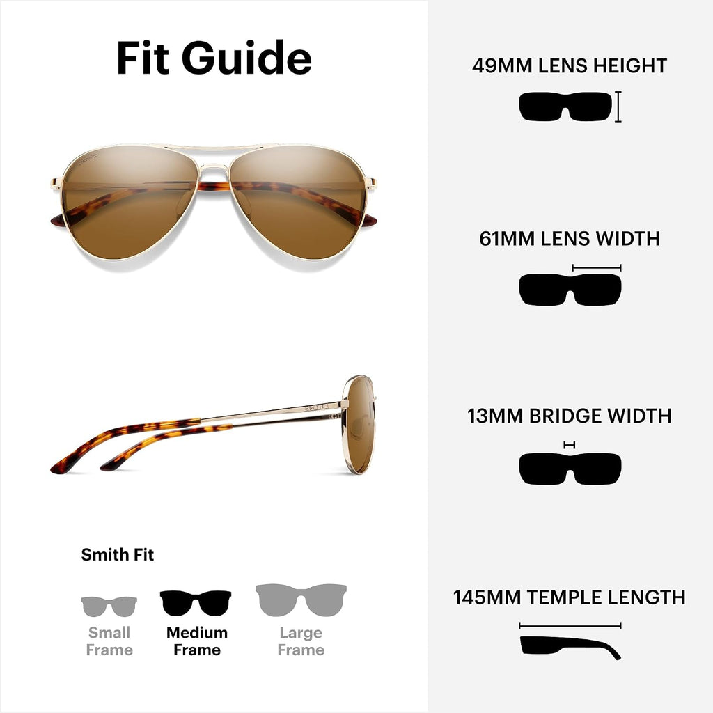 SMITH Langley 2 Aviator Sunglasses – Medium Fit