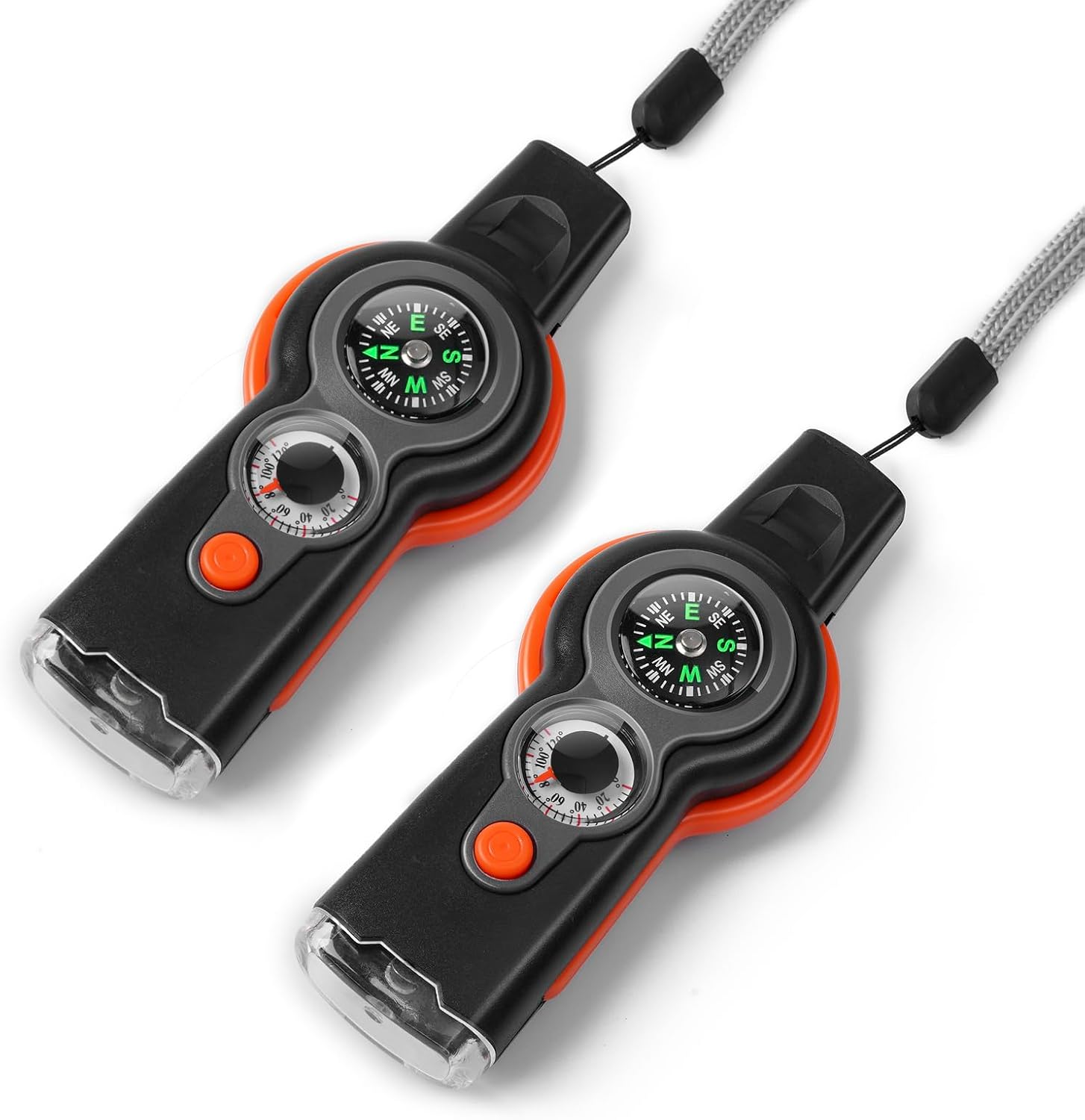 Emergency Survival Function Whistle, Outdoor Multifunctional Tool Safety Whistle with Lanyard, Ideal for Kayaking, Boating, Hiking, Camping, Climbing, Hunting,Rescue Signaling