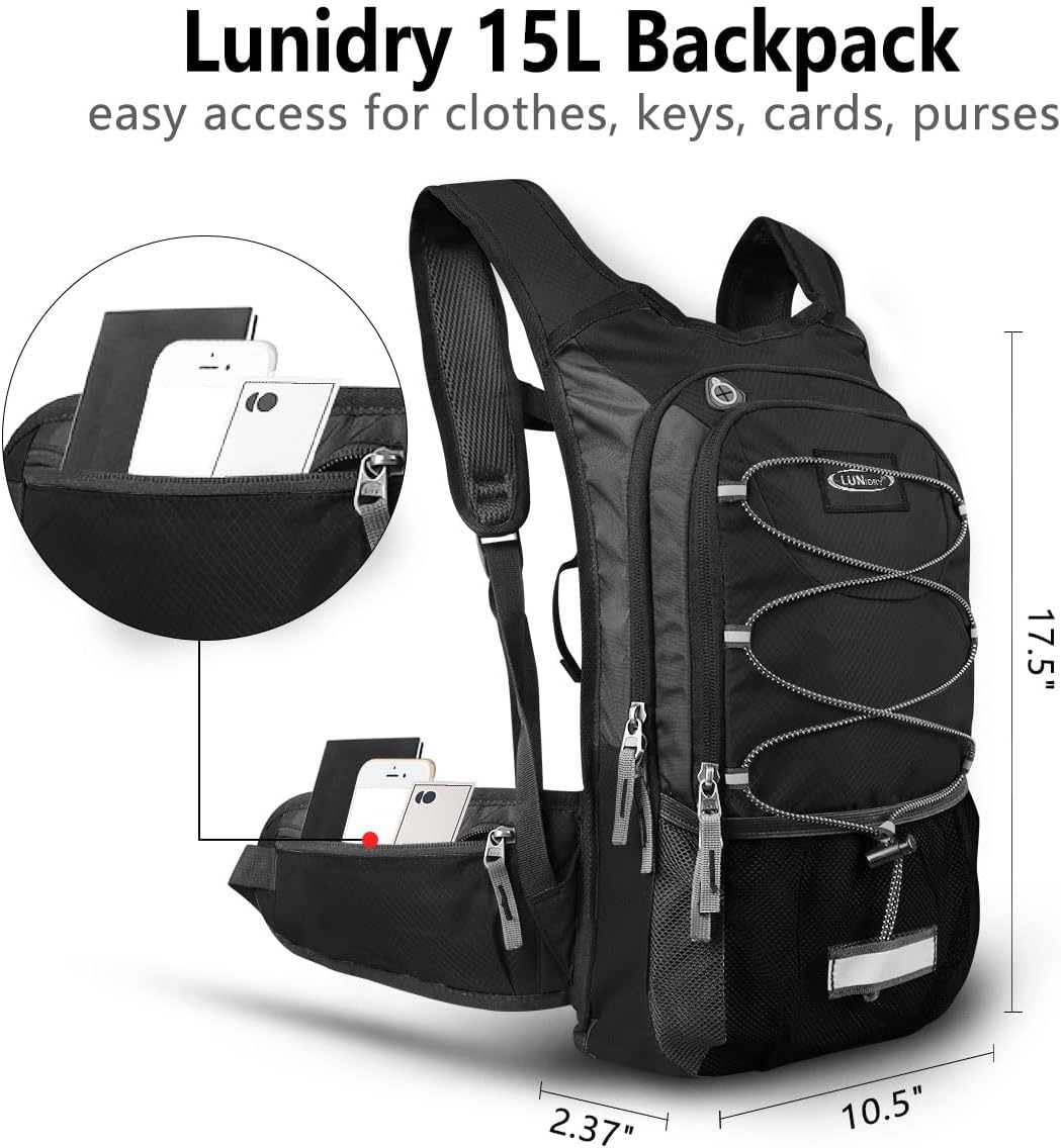 Hydration Backpack with 3L Water Bladder, Small Hydration Pack Backpack for Men Women, Lightweight Water Backpack with Cooler Layer for Running, Biking, Hiking