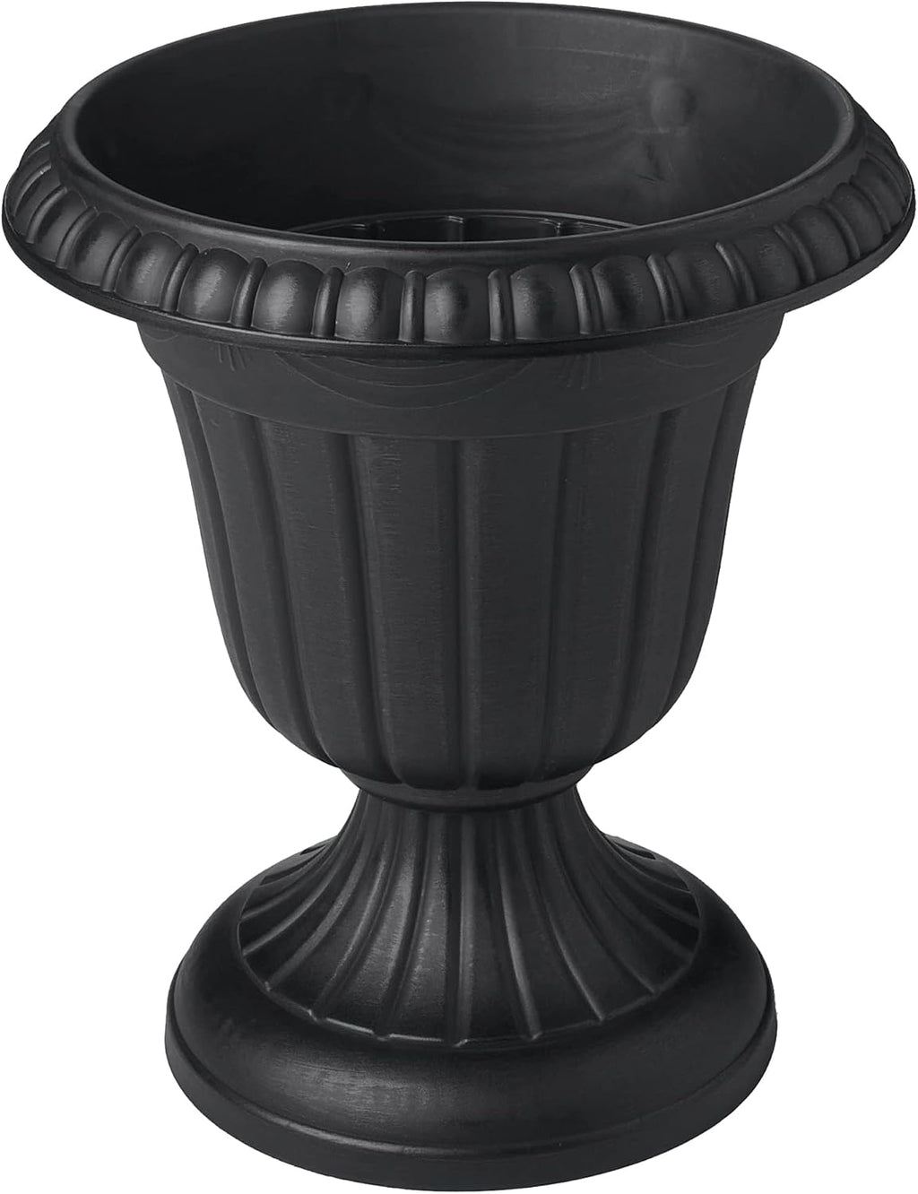 Arcadia Garden Products PL20BK Classic Traditional Plastic Urn Planter, Indoor or Outdoor Garden Decor, Flower Pot Vase 10x12 - Black