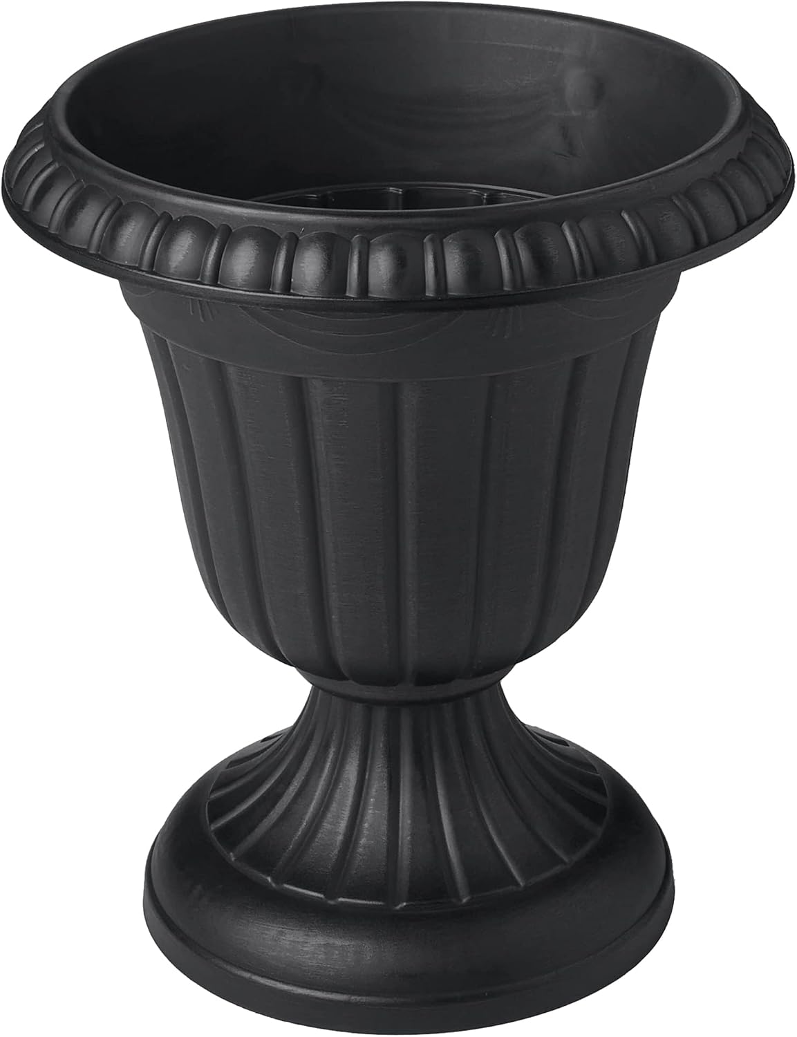 Arcadia Garden Products PL20BK Classic Traditional Plastic Urn Planter, Indoor or Outdoor Garden Decor, Flower Pot Vase 10x12 - Black