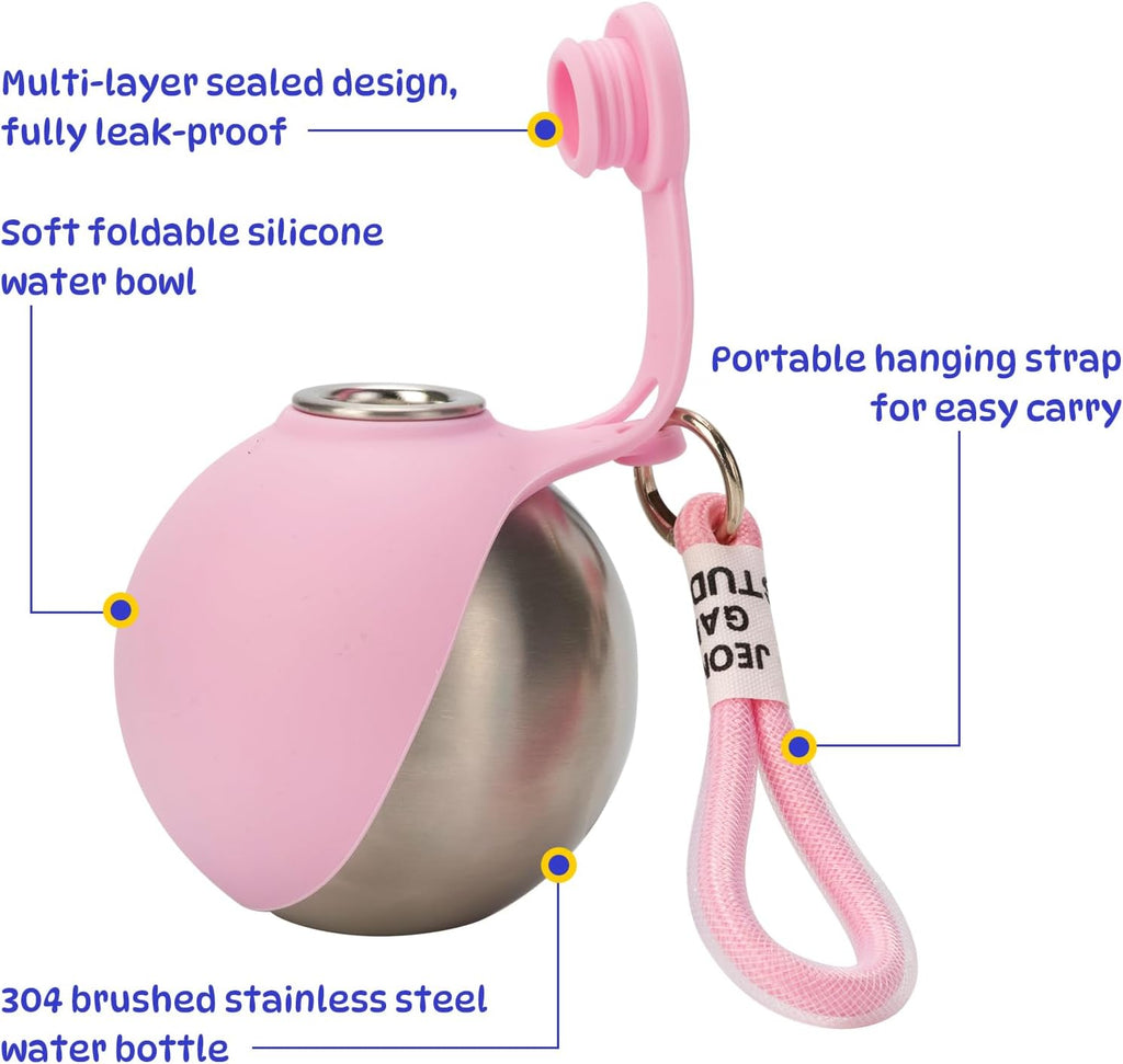 2 Pcs Portable Dog Water Bottle, 10oz Stainless Steel Puppy Water Tumbler