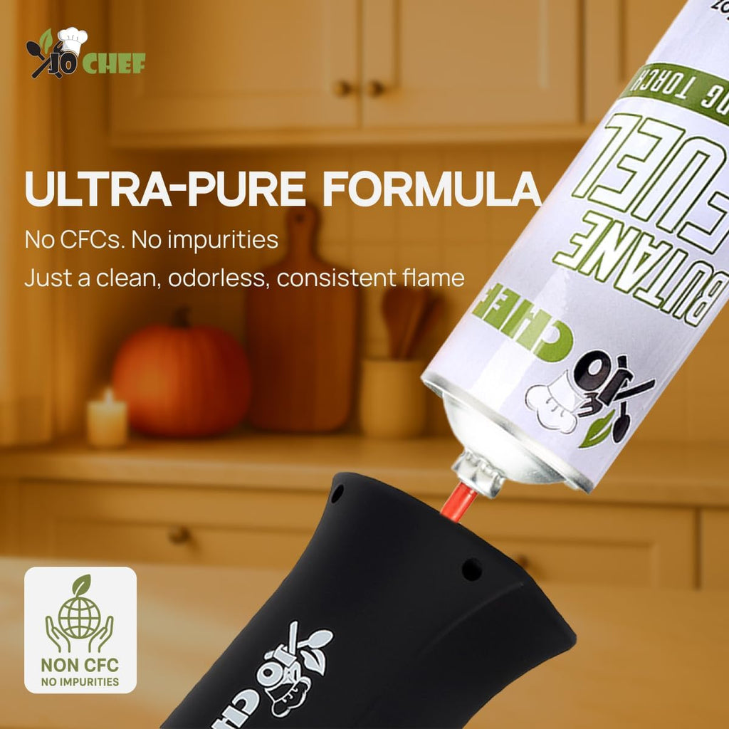 Jo Chef Butane Refill, Universal Butane Fuel for Kitchen Torch Lighters