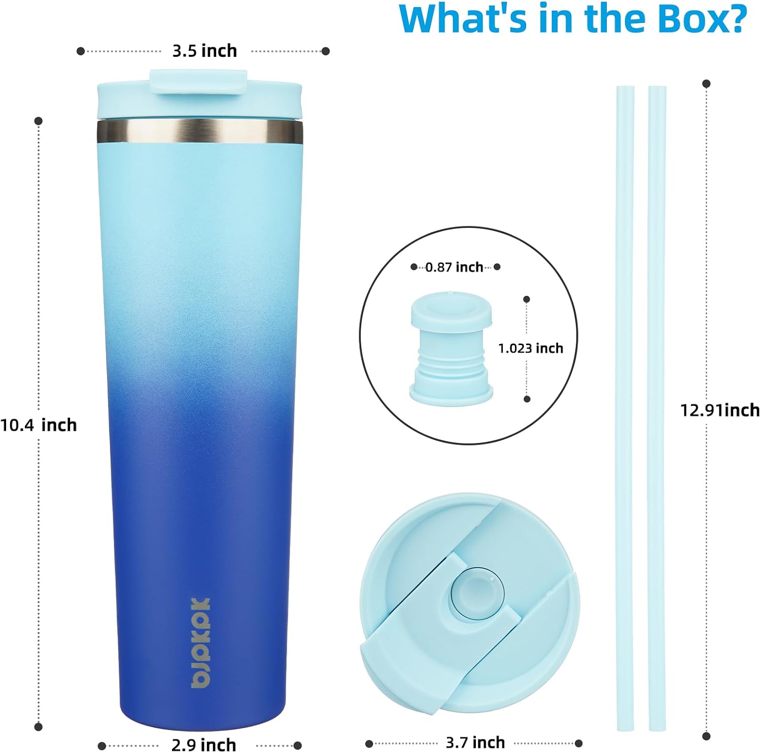 BJPKPK 34oz Coffee Tumbler with Straw, Insulated Stainless Steel Cup