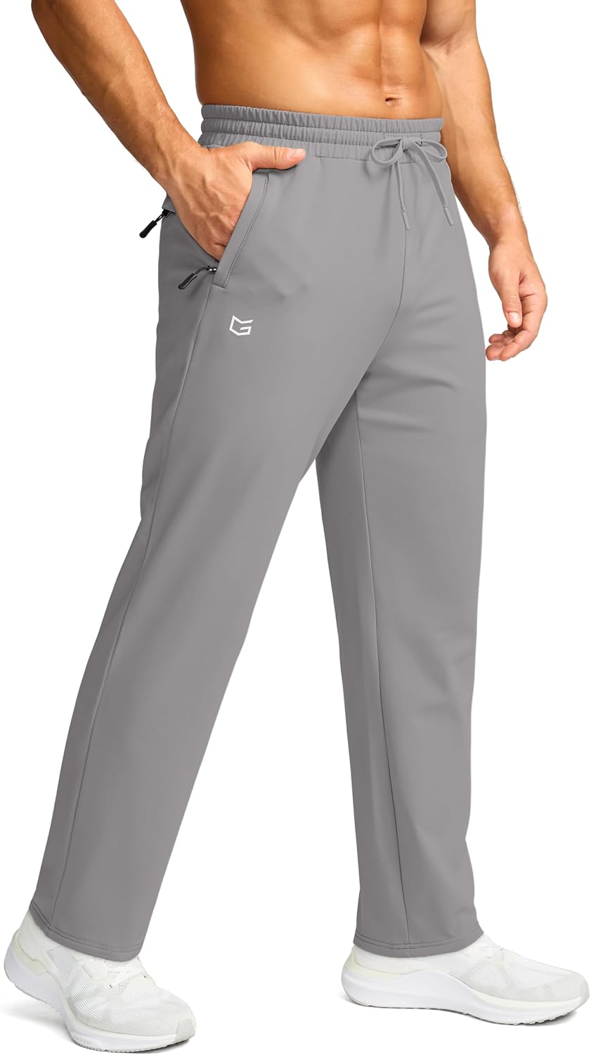 G Gradual Men's Fleece Lined Pants with 3 Zipper Pockets Water Resistant Winter Warm Hiking Pants Athletic Sweatpants for Men