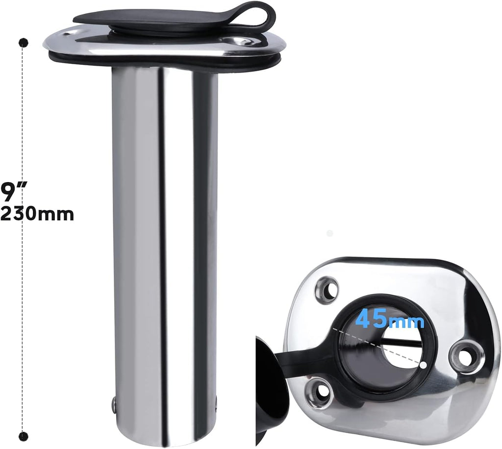 2PCS Flush Mounting Fishing Rod Holders with Rubber Cap, Liner and Gasket (Screws Included)