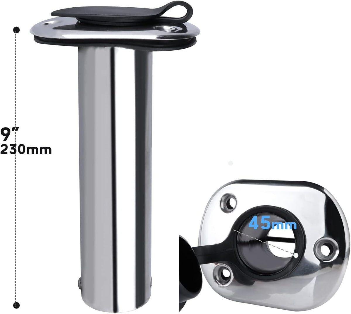 2PCS Flush Mounting Fishing Rod Holders with Rubber Cap, Liner and Gasket (Screws Included)