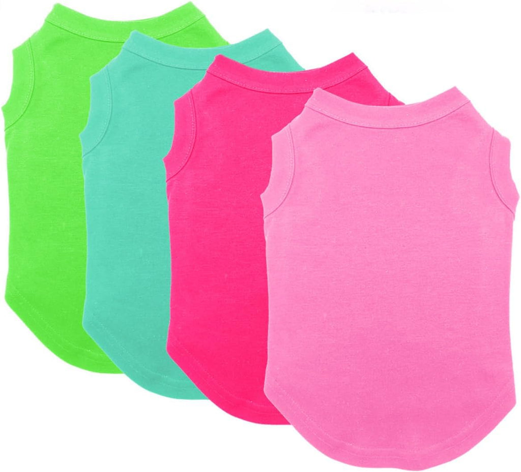 Chol&Vivi Dog Clothes Shirts, 4pcs Shirt for Large Size Dog, Blank Pet Cotton Sleeveless Apparel Soft and Lightweight, Tank Top for All Breeds, Black/Grey/White/Dark Green, XX-Large