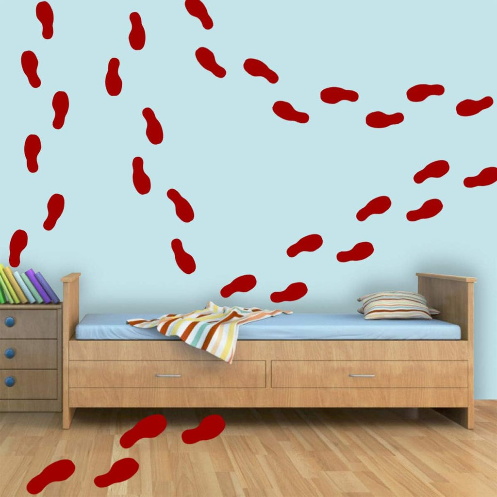VWAQ Shoe Print Footprint Vinyl Decals - Peel and Stick Floor or Wall Stickers - 32 PCS (Burgundy)