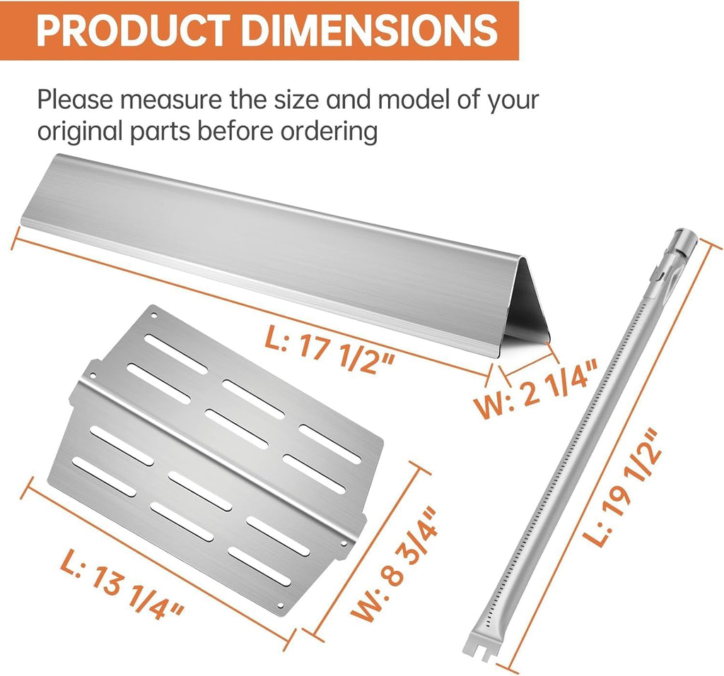 Grill Replacement Parts for Weber Genesis 300 Series E-310 E-320 E-330 S310 S320 S-330 EP310 EP320,2pack Heat Deflectors 65505 & 4pck Burner Tube 62752 & 5pack Flavorizer Bars 7620 7621