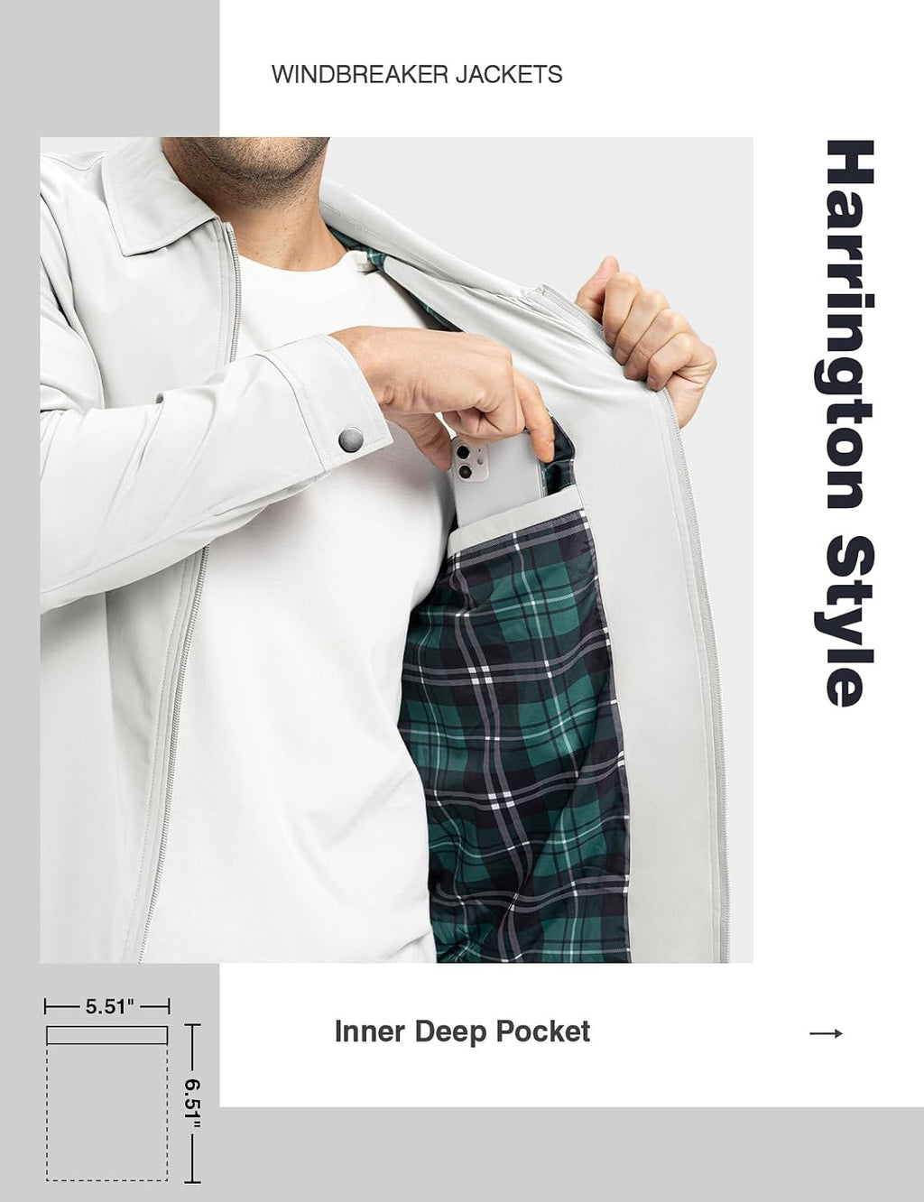 TBMPOY Mens Lightweight Jackets Light Windbreaker Full Zip Casual Work Jacket Golf Business Fall Track Coat with Pockets