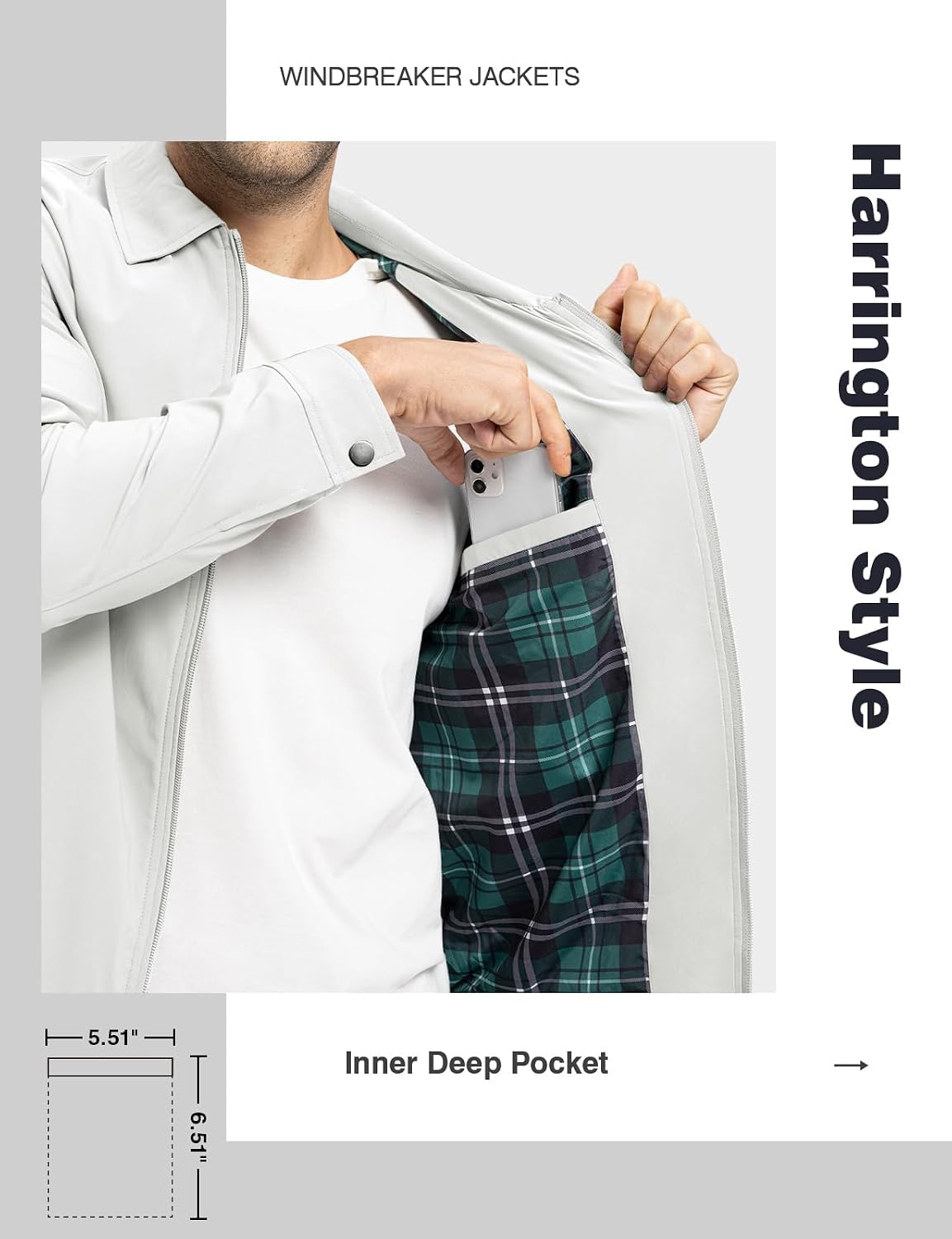 TBMPOY Mens Lightweight Jackets Light Windbreaker Full Zip Casual Work Jacket Golf Business Fall Track Coat with Pockets