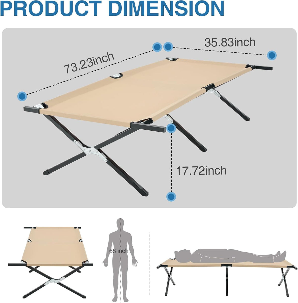 NEWBULIG Camping Cots for Adults, Foldable Bed, Sleeping Cot