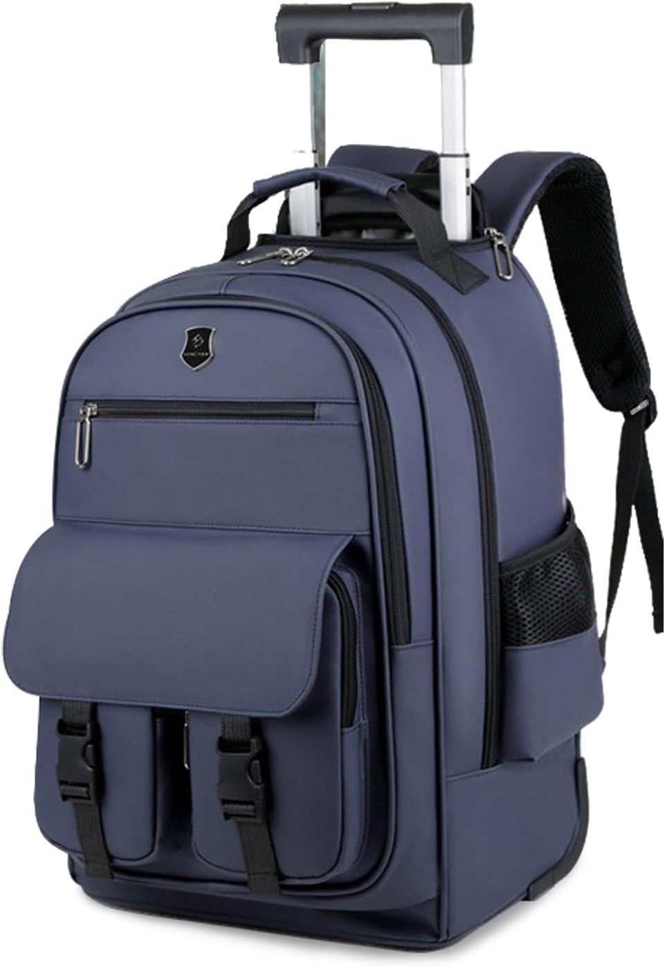 FANDARE Rolling Laptop Backpack Convertible Luggage Backpack with Wheels Travel Daypacks Multi-Functional Carry-On for Business Trip Men Lifestyle Outdoor Urban Waterproof PU Film Backpacks Blue