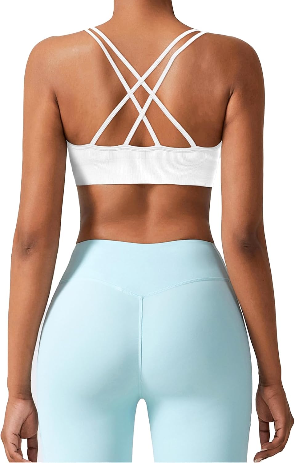 V Neck Sports Bras for Women Cross Back Workout Bra for Small Bust