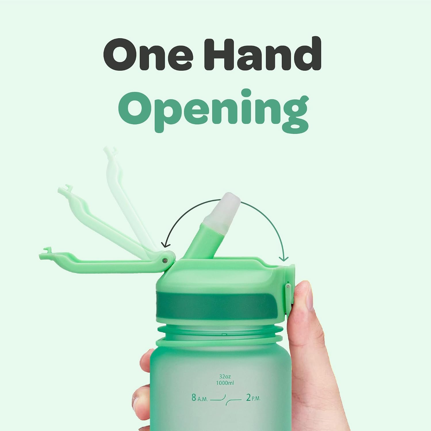 Hydracy Motivational Water Bottle with Time Marker and Straw Lid 32 oz