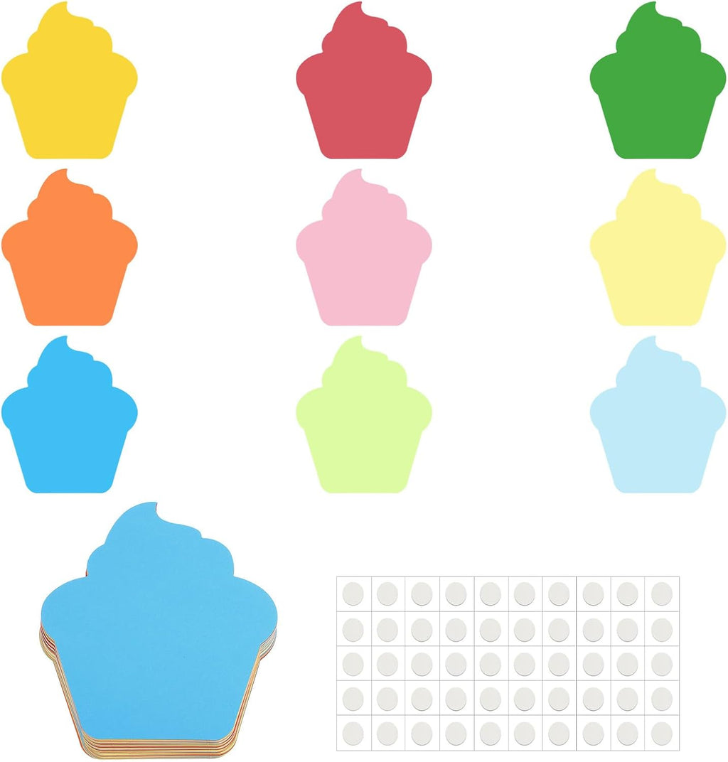 PATIKIL Paper Cake Cutouts, 45 Pack, Assorted Colors (Pink, Green, Blue, Red, Yellow, Orange), 4.8 x 6 Inch, DIY Craft Project