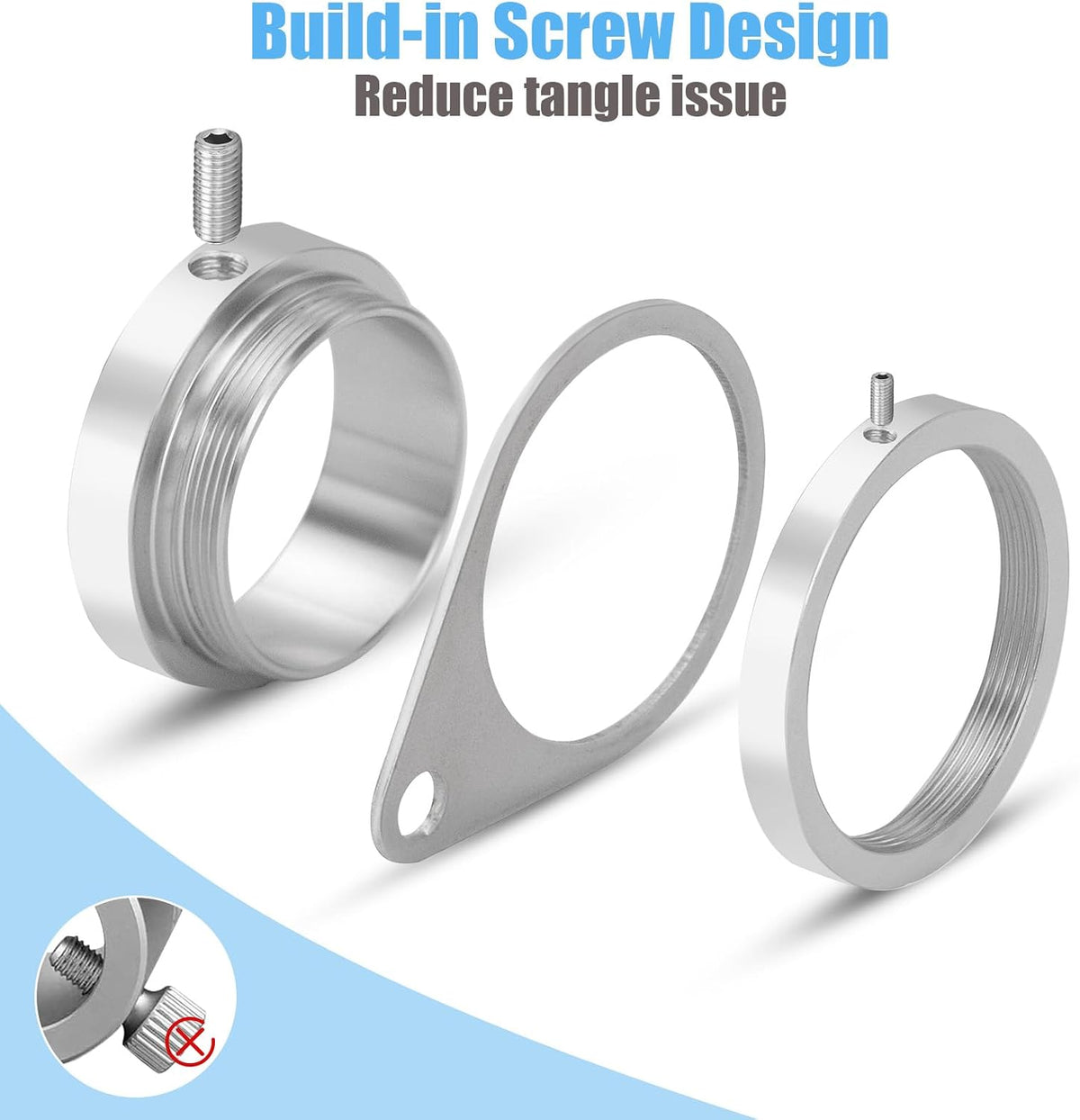 BONWIN 1.5" Flag Pole Rings, 2 Pcs Aluminum Alloy Spinning Flag Pole Ring Clips Swivels, 360° Rotating Anti Wrap Flagpole Ring Hardware with Stainless Steel Carabiners for 1.26-1.5" Diameter