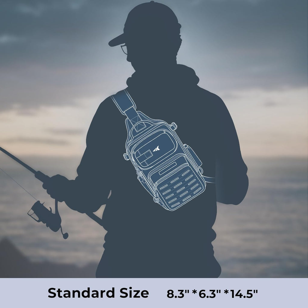 KastKing Blowbak Fishing Sling Bag, Fishing Backpack with Rod Holder