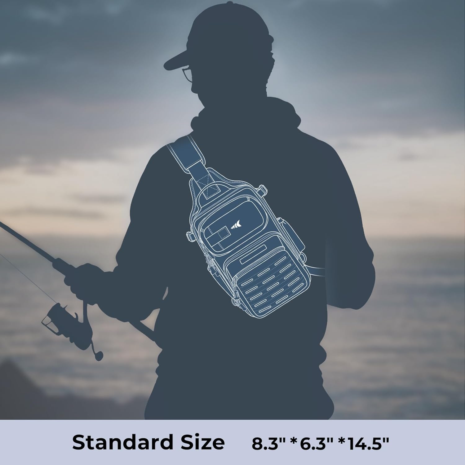 KastKing Blowbak Fishing Sling Bag, Fishing Backpack with Rod Holder