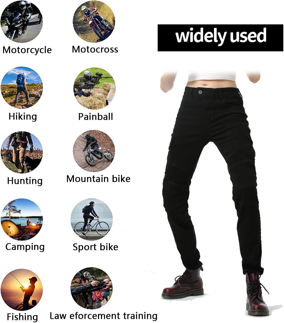 LOMENG Motorcycle Riding Pants Women with CE Level 2 Removable Armor
