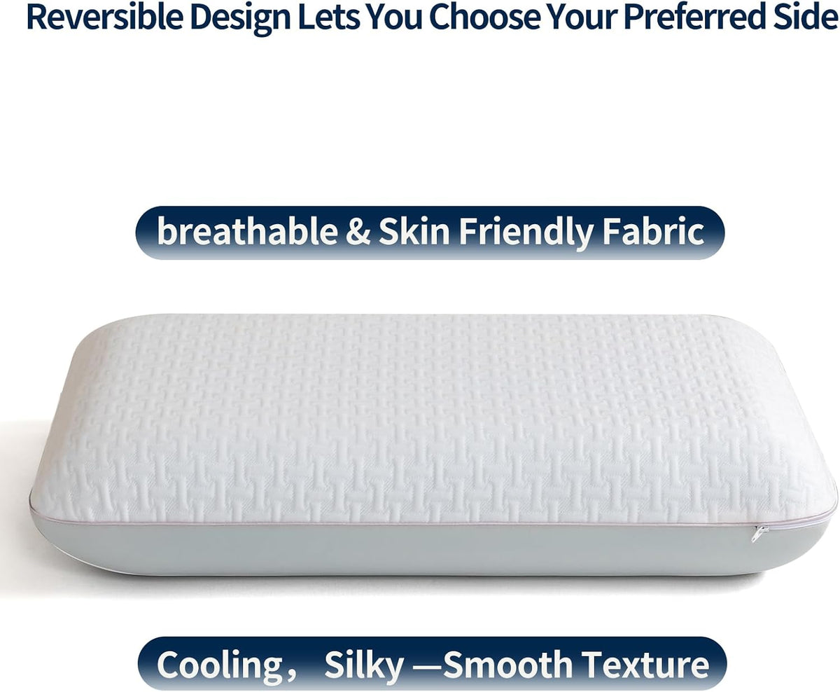 Memory Foam Bed Pillows for Camping, Pillow for Travel Nap Office,Pillow for Side and Back Sleeper, Pillow for Neck Pain Relief, Washable Removable Breathable Cover, Soft