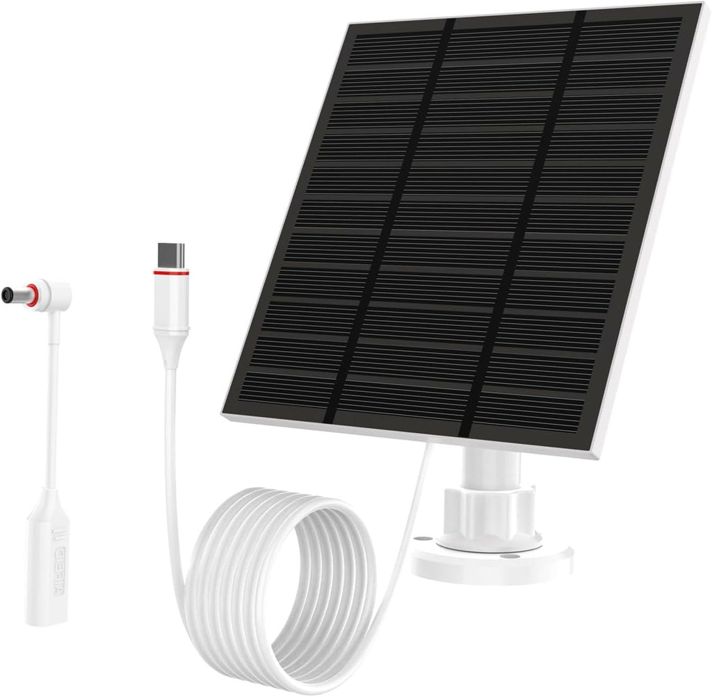 Solar Panels for Camera Outdoor Wireless (New Generation) 5W 5V Solar Panel Charger with USB-C&Plug for Spotlight Cam Plus&Stick Up Cam Pro.Waterproof IP65 360°Adjustable 10FT Cable (White, 2)
